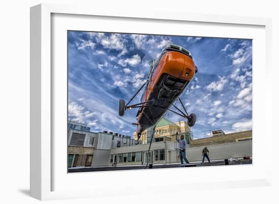 An S-58T Picks Up The Lifting Line On The Top Of A Building In Chicago, Illinois-null-Framed Photographic Print