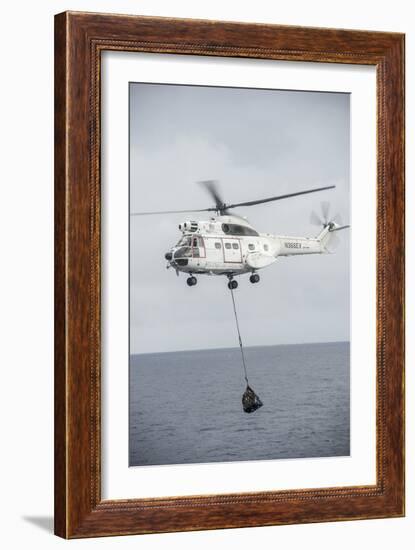 An SA-330 Puma Transport Helicopter Moves Cargo During a Vertical Replenishment-null-Framed Photographic Print