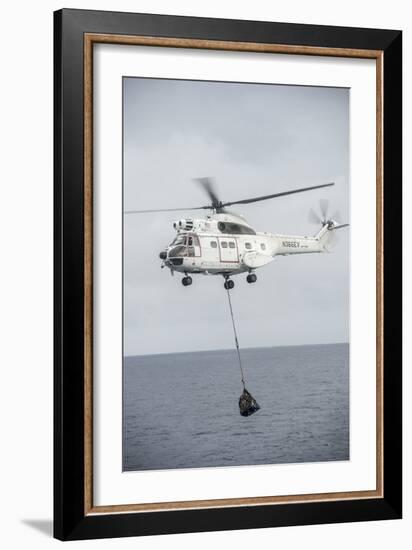 An SA-330 Puma Transport Helicopter Moves Cargo During a Vertical Replenishment-null-Framed Photographic Print