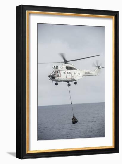 An SA-330 Puma Transport Helicopter Moves Cargo During a Vertical Replenishment-null-Framed Photographic Print