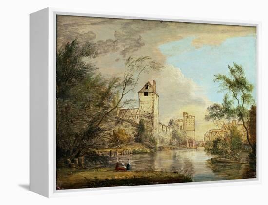 An Unfinished View of the West Gate, Canterbury, C.1790-1800 (Pen, Brown Ink and Oil on Paper)-Paul Sandby-Framed Premier Image Canvas