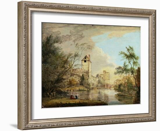 An Unfinished View of the West Gate, Canterbury, C.1790-1800 (Pen, Brown Ink and Oil on Paper)-Paul Sandby-Framed Giclee Print