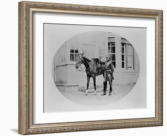 An Unidentified Cavalry Officer and His Mount, 1875-Robert French-Framed Giclee Print