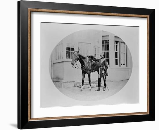 An Unidentified Cavalry Officer and His Mount, 1875-Robert French-Framed Giclee Print