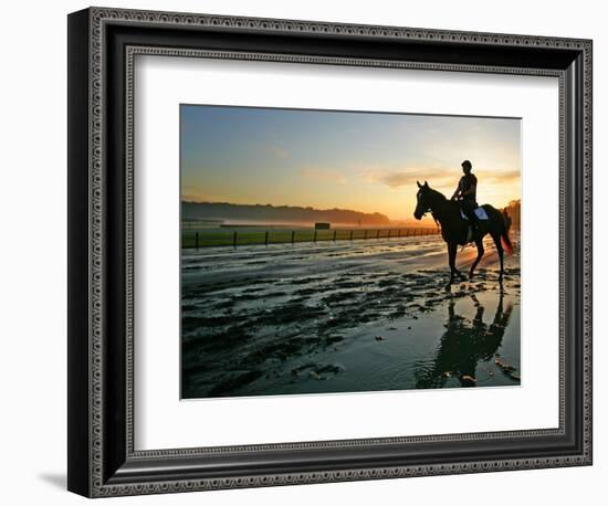 An Unidentified Horse and Rider on the Track at Belmont Park in Elmont, New York, June 9, 2006-Ed Betz-Framed Photographic Print