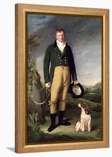 An Unknown Man with His Dog, 1815-William Owen-Framed Premier Image Canvas