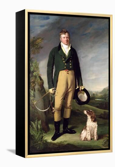 An Unknown Man with His Dog, 1815-William Owen-Framed Premier Image Canvas