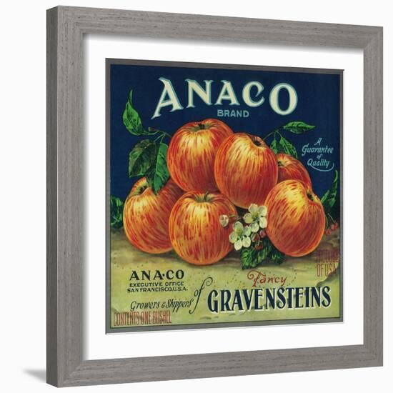 Anaco Apple Crate Label - San Francisco, CA-Lantern Press-Framed Art Print