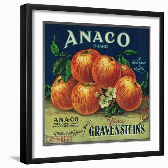 Anaco Apple Crate Label - San Francisco, CA-Lantern Press-Framed Art Print