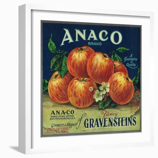 Anaco Apple Crate Label - San Francisco, CA-Lantern Press-Framed Art Print