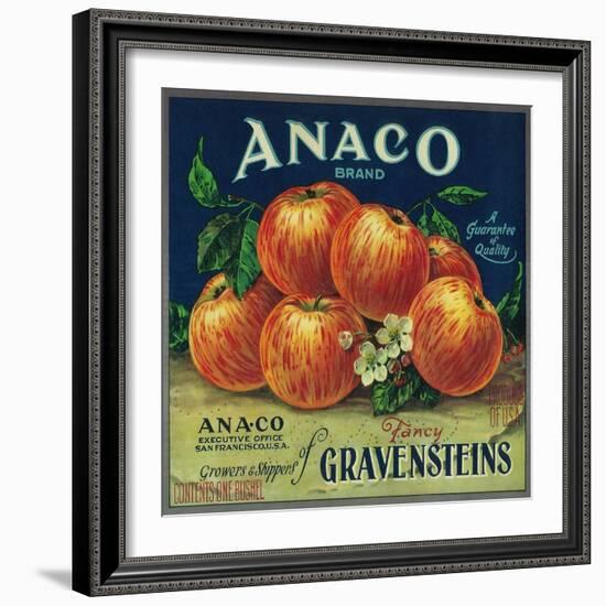 Anaco Apple Crate Label - San Francisco, CA-Lantern Press-Framed Art Print