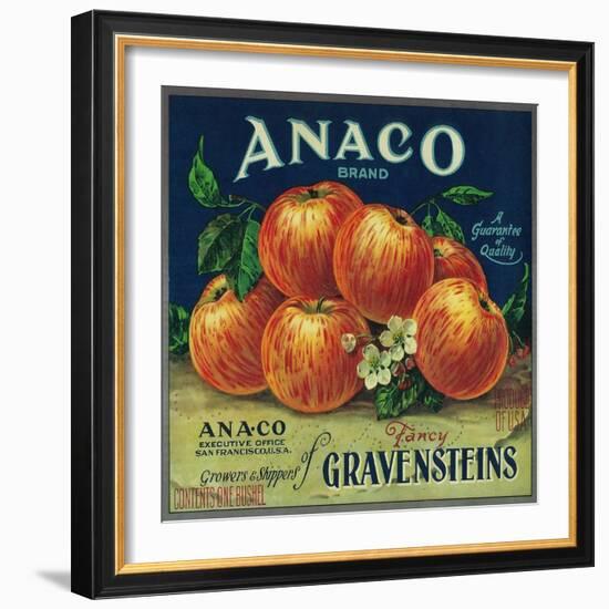 Anaco Apple Crate Label - San Francisco, CA-Lantern Press-Framed Art Print
