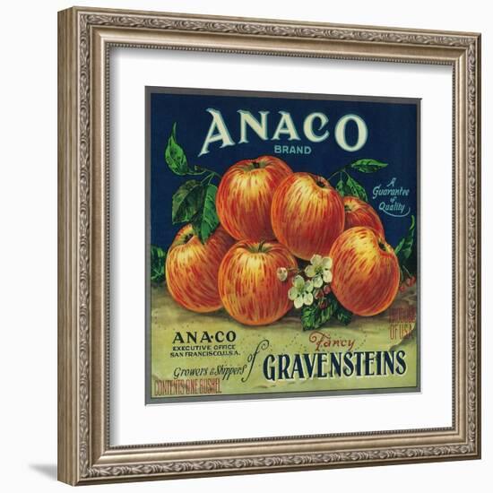 Anaco Apple Crate Label - San Francisco, CA-Lantern Press-Framed Art Print