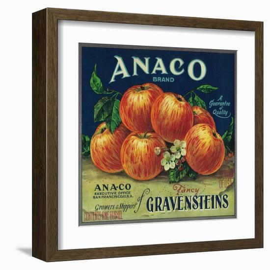 Anaco Apple Crate Label - San Francisco, CA-Lantern Press-Framed Art Print