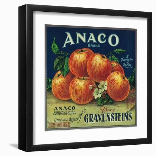 Anaco Apple Crate Label - San Francisco, CA-Lantern Press-Framed Art Print