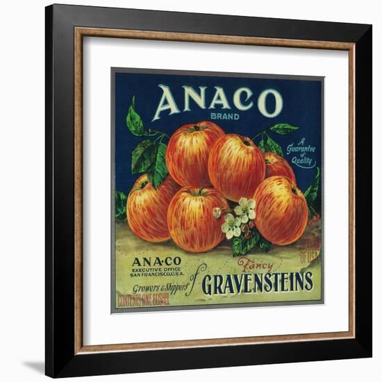 Anaco Apple Crate Label - San Francisco, CA-Lantern Press-Framed Art Print