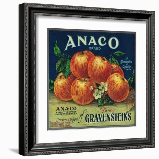 Anaco Apple Crate Label - San Francisco, CA-Lantern Press-Framed Art Print