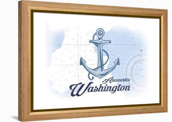 Anacortes, Washington - Anchor - Blue - Coastal Icon-Lantern Press-Framed Stretched Canvas