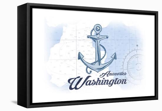 Anacortes, Washington - Anchor - Blue - Coastal Icon-Lantern Press-Framed Stretched Canvas