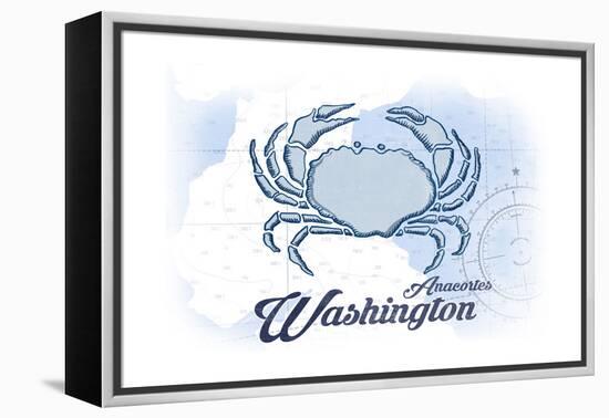 Anacortes, Washington - Crab - Blue - Coastal Icon-Lantern Press-Framed Stretched Canvas