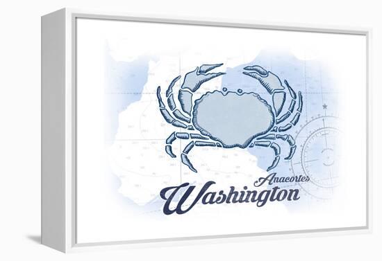 Anacortes, Washington - Crab - Blue - Coastal Icon-Lantern Press-Framed Stretched Canvas