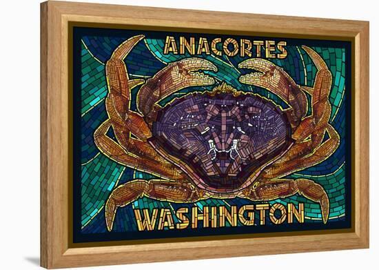 Anacortes, Washington - Dungeness Crab Mosaic-Lantern Press-Framed Stretched Canvas