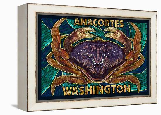 Anacortes, Washington - Dungeness Crab Mosaic-Lantern Press-Framed Stretched Canvas