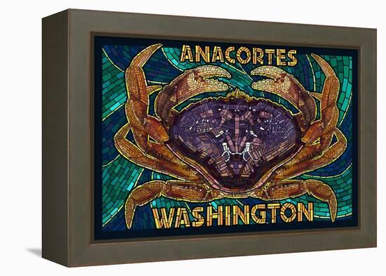 Anacortes, Washington - Dungeness Crab Mosaic-Lantern Press-Framed Stretched Canvas