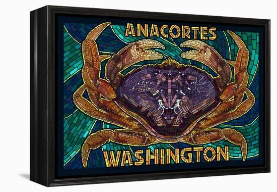 Anacortes, Washington - Dungeness Crab Mosaic-Lantern Press-Framed Stretched Canvas