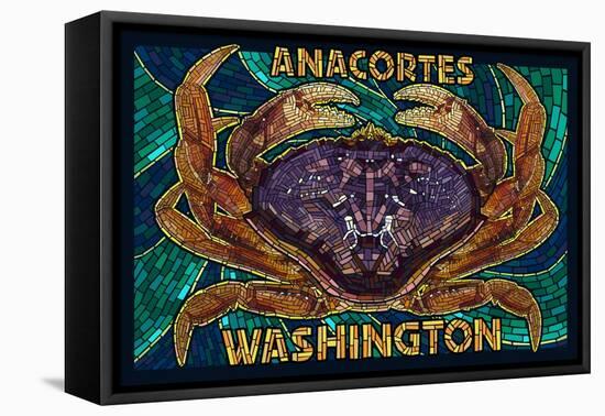 Anacortes, Washington - Dungeness Crab Mosaic-Lantern Press-Framed Stretched Canvas