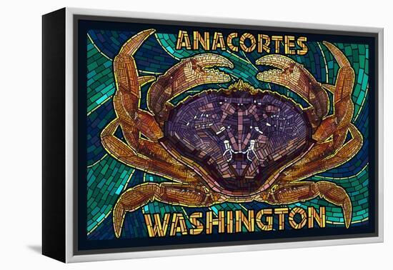 Anacortes, Washington - Dungeness Crab Mosaic-Lantern Press-Framed Stretched Canvas