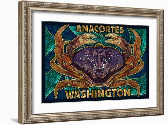 Anacortes, Washington - Dungeness Crab Mosaic-Lantern Press-Framed Art Print