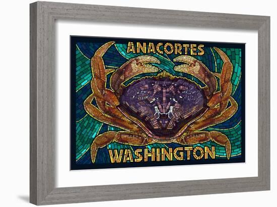 Anacortes, Washington - Dungeness Crab Mosaic-Lantern Press-Framed Art Print