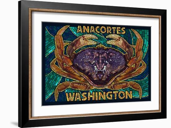 Anacortes, Washington - Dungeness Crab Mosaic-Lantern Press-Framed Art Print