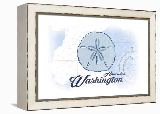 Anacortes, Washington - Sand Dollar - Blue - Coastal Icon-Lantern Press-Framed Stretched Canvas