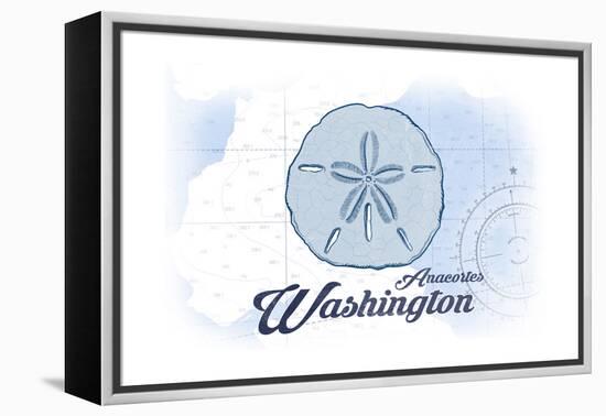 Anacortes, Washington - Sand Dollar - Blue - Coastal Icon-Lantern Press-Framed Stretched Canvas