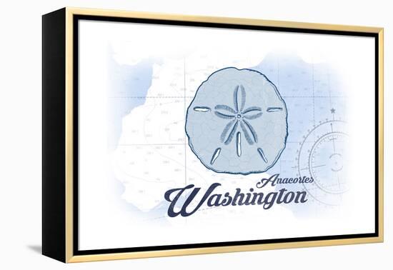 Anacortes, Washington - Sand Dollar - Blue - Coastal Icon-Lantern Press-Framed Stretched Canvas