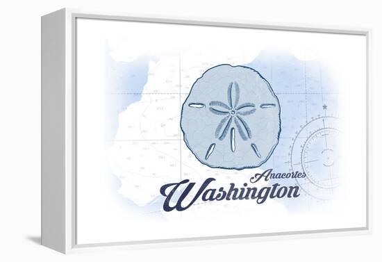 Anacortes, Washington - Sand Dollar - Blue - Coastal Icon-Lantern Press-Framed Stretched Canvas