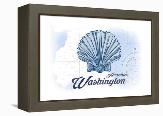 Anacortes, Washington - Scallop Shell - Blue - Coastal Icon-Lantern Press-Framed Stretched Canvas