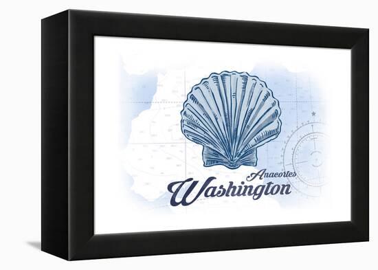 Anacortes, Washington - Scallop Shell - Blue - Coastal Icon-Lantern Press-Framed Stretched Canvas