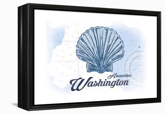 Anacortes, Washington - Scallop Shell - Blue - Coastal Icon-Lantern Press-Framed Stretched Canvas