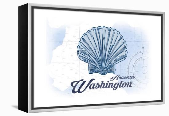 Anacortes, Washington - Scallop Shell - Blue - Coastal Icon-Lantern Press-Framed Stretched Canvas