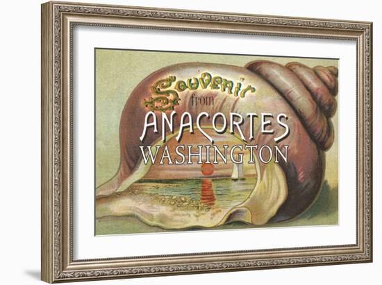 Anacortes, Washington - Shells & Sailboat Souvenir-Lantern Press-Framed Art Print