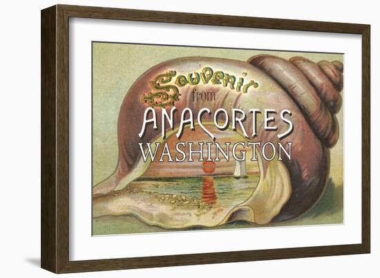 Anacortes, Washington - Shells & Sailboat Souvenir-Lantern Press-Framed Art Print