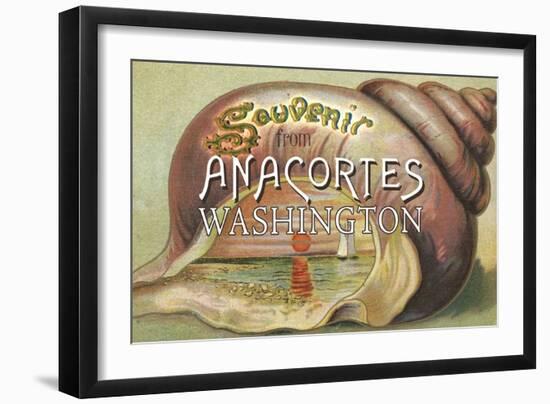 Anacortes, Washington - Shells & Sailboat Souvenir-Lantern Press-Framed Art Print