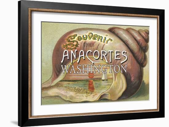 Anacortes, Washington - Shells & Sailboat Souvenir-Lantern Press-Framed Art Print