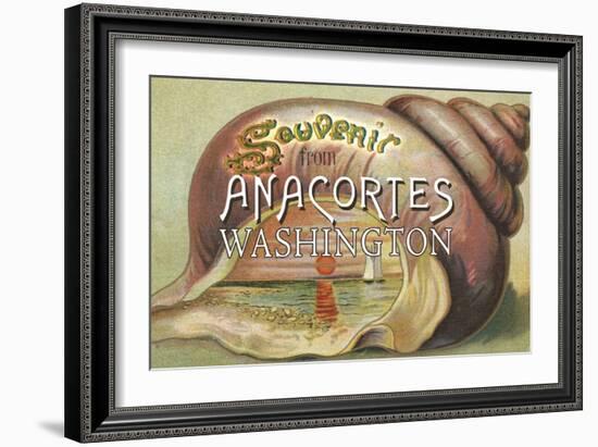 Anacortes, Washington - Shells & Sailboat Souvenir-Lantern Press-Framed Art Print