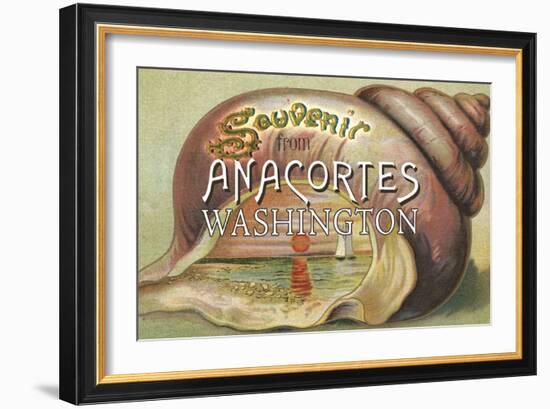 Anacortes, Washington - Shells & Sailboat Souvenir-Lantern Press-Framed Art Print