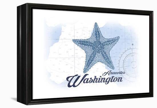 Anacortes, Washington - Starfish - Blue - Coastal Icon-Lantern Press-Framed Stretched Canvas