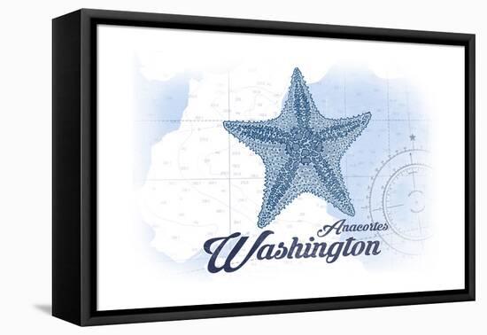 Anacortes, Washington - Starfish - Blue - Coastal Icon-Lantern Press-Framed Stretched Canvas